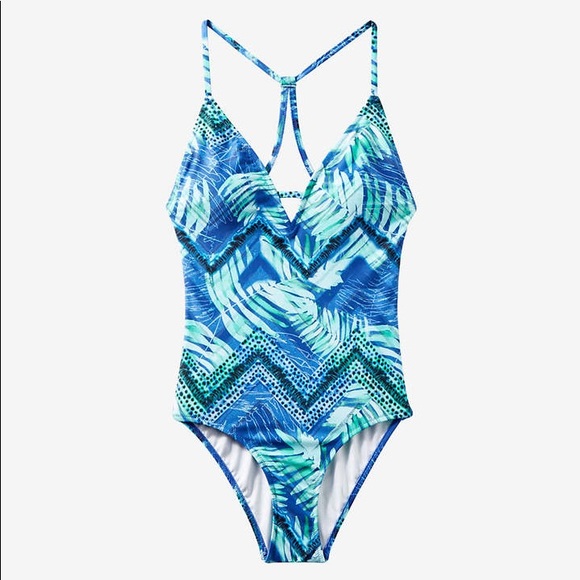 Express Other - Express Swim Tropical Print Cutout One Piece